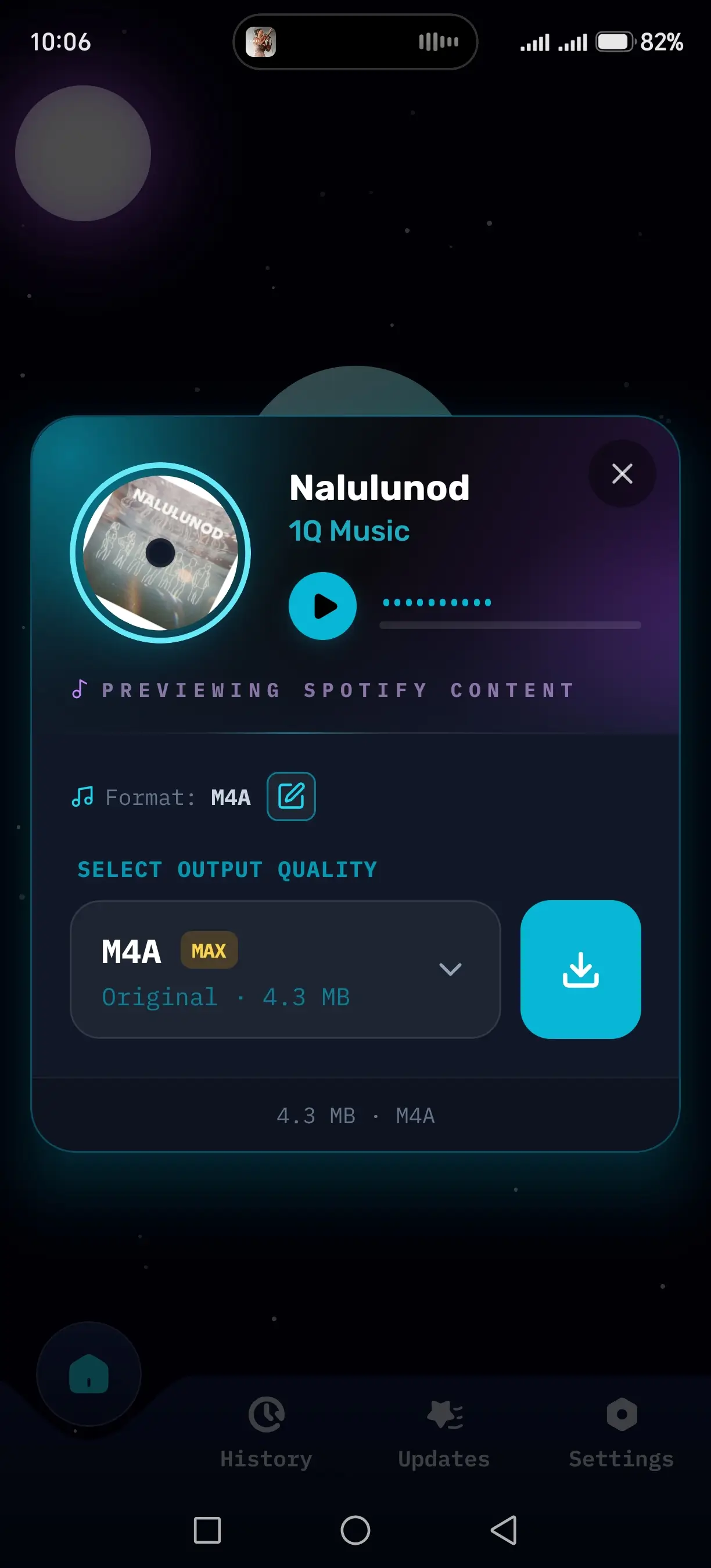 Phantom Audio mode screen