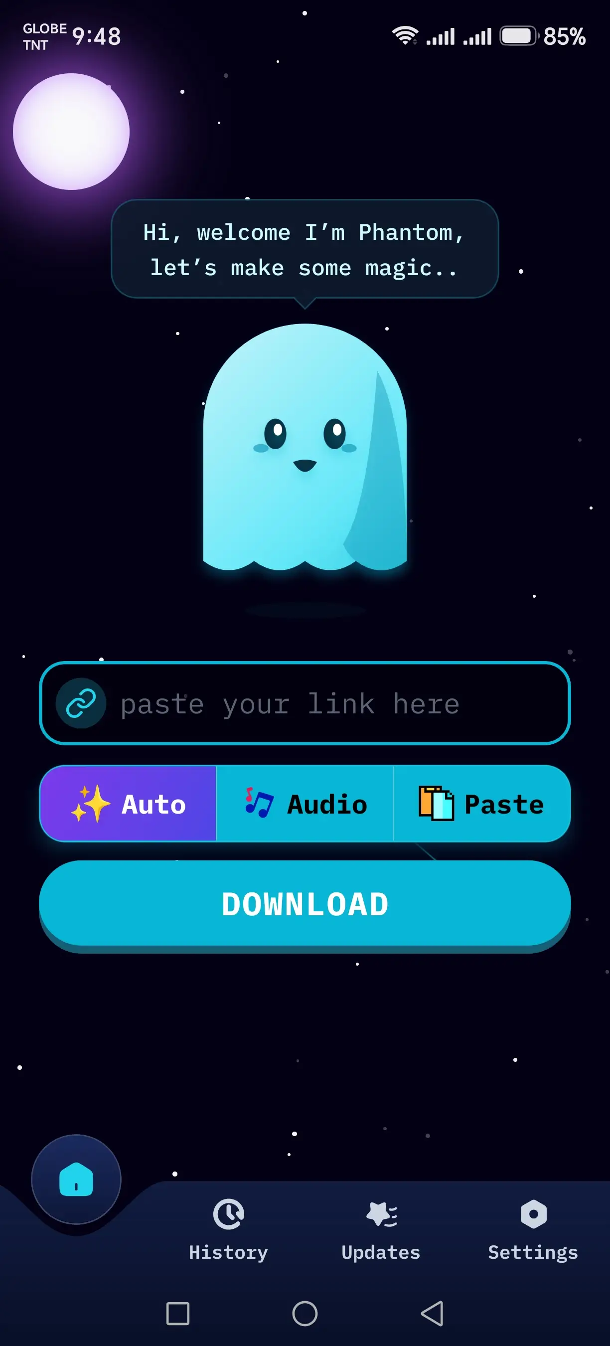 Phantom Home screen