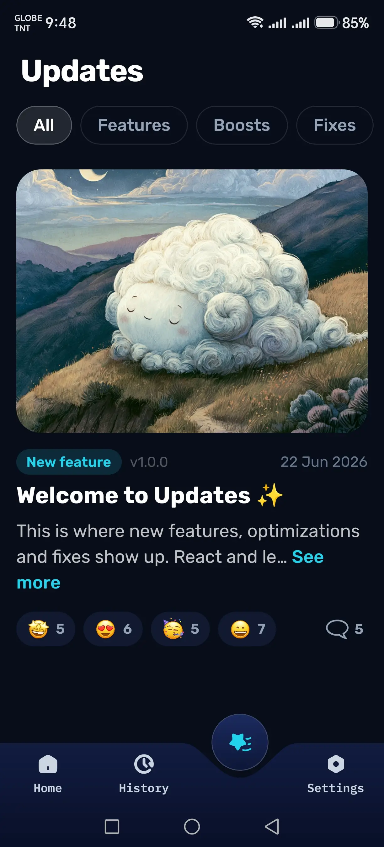 Phantom Updates screen