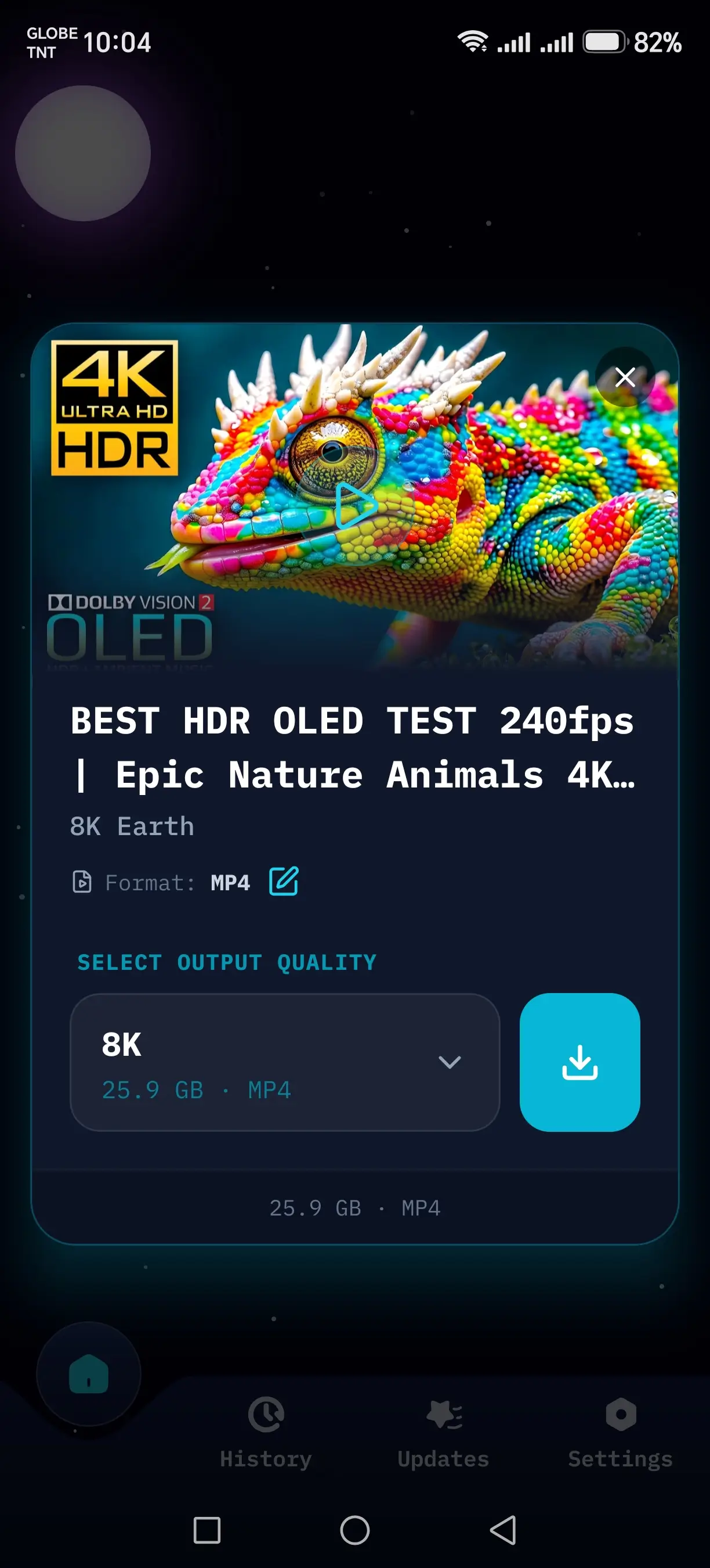 Phantom Quality picker screen